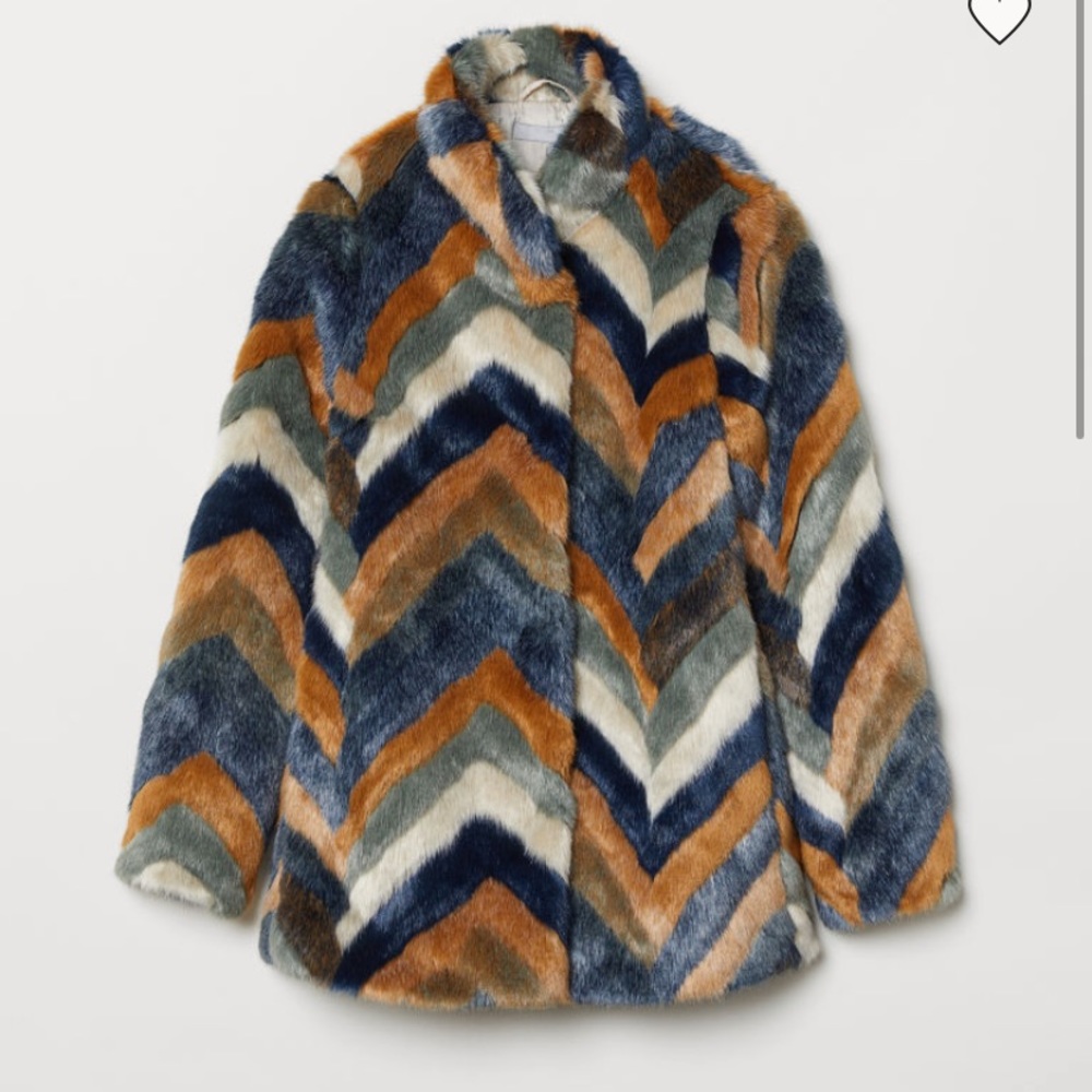Chevron fur coat